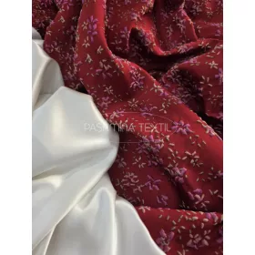 Piros alapon - pink virágos - Jacquard