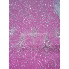   Csillaghullás tervezői gyöngyözött flitteres tüllcsipke - Ivory