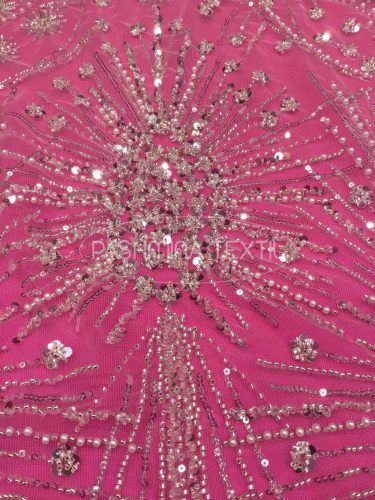 Csillaghullás tervezői gyöngyözött flitteres tüllcsipke - Ivory