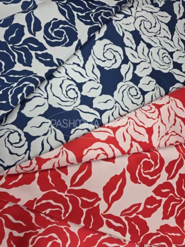 Kétszínoldalas - Kék rózsa mintás - Jacquard