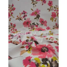 "Porcelán virágcsokrok" selyem zibbelin- pink