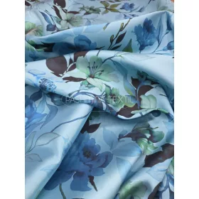 Kék porcelán virág mintás - selyem mikádó