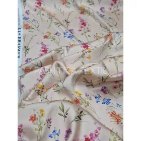 "Réti virágok" Hernyóselyem szatén - Púder