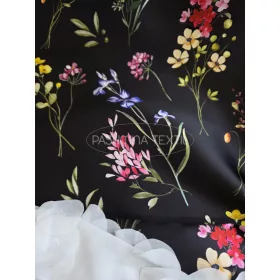 Fekete alapon réti virágos mező - selyem zibbelin