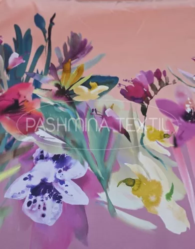 Trópusi virág bordűrös - selyem zibbelin