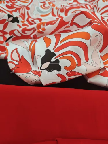 Modern piros mintás - selyem zibbelin