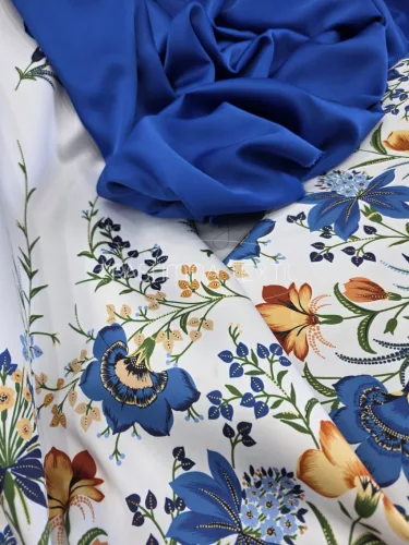 Kék bordűrös - selyem zibbelin