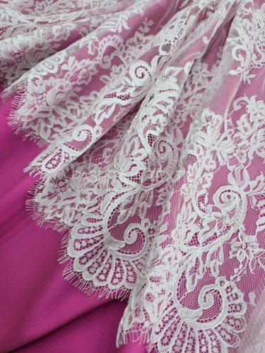 Francia zsinórozott hártyacsipke virág mintás  