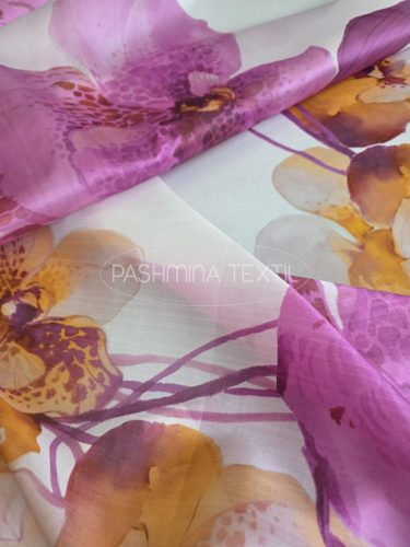 Hernyóselyem organza - natural fuxia orchidea