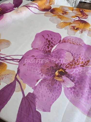 Hernyóselyem organza - natural fuxia orchidea