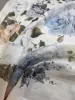 Hernyóselyem organza - Kék porcelán virág mintás