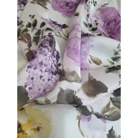 Lila porcelán virág mintás - hernyóselyem organza