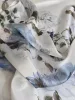 Hernyóselyem organza - Kék porcelán virág mintás