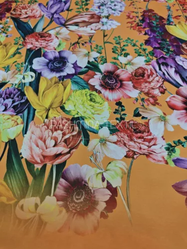 Spanyol bordűr virágos nehézselyem - Narancs