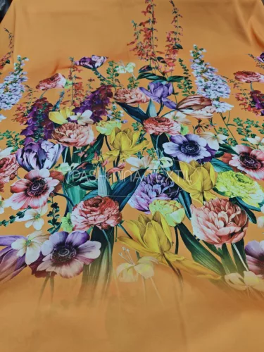 Spanyol bordűr virágos nehézselyem - Narancs