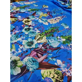 Spanyol nehézselyem - bordűr virágos - Kék