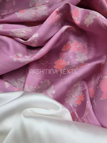 Kétszínoldalas - Pink virág mintás - Jacquard
