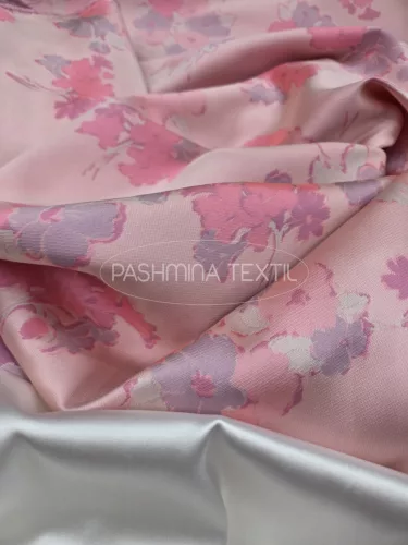 Kétszínoldalas - Pink virág mintás - Jacquard