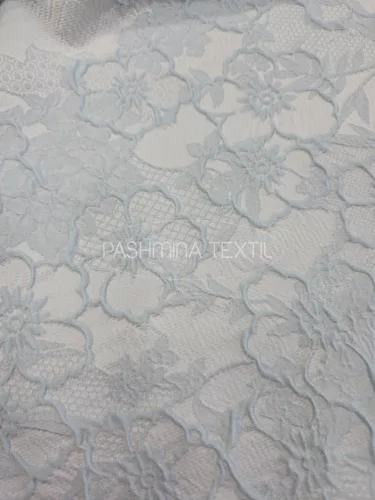 Pasztel kék virág mintás - Jacquard