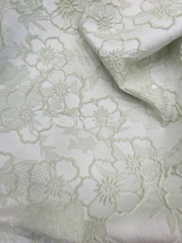 Pasztel zöld virág mintás - Jacquard