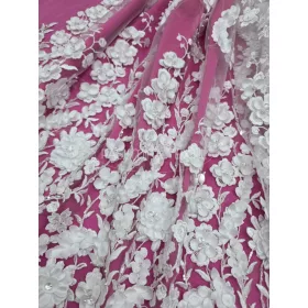 Velence - 3D francia tüllcsipke fehér