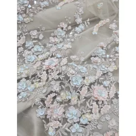   "Lyon" exclusive 3D francia tüllcsipke pasztell tüllcsipke és Beige shatntung-düsesz hangulat