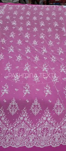 Szecessziós hímzett tüllcsipke ivory