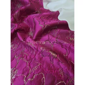 Designer virágos Jacquard - fukszia-fémszállal