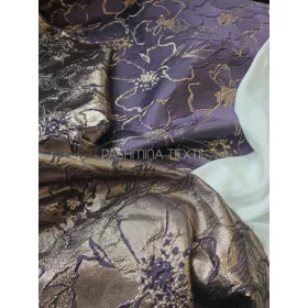 Designer virágos Jacquard - mélylila-fémszállal
