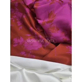 Pink-Narancs virágos - Jacquard - Kétszínoldalas