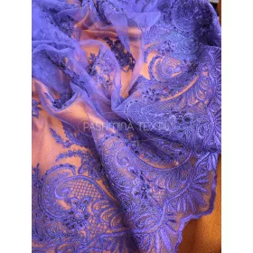 Lila - zsinóros gyöngyös tüll csipke