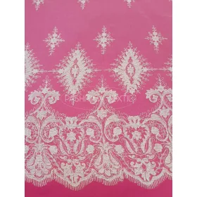 “Indonézia” Zsinóros hímzett tüllcsipke - Fehér