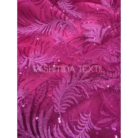 Pink flitteres hímzett tüllcsipke