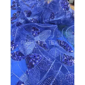 Királykék flitteres tüllcsipke