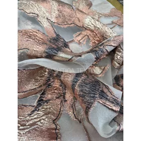 Bronz modern virág mintás organza