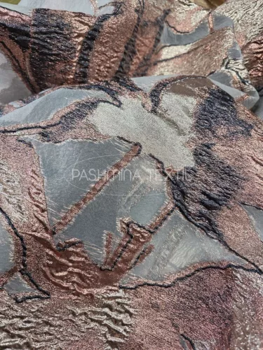 Bronz modern virág mintás organza