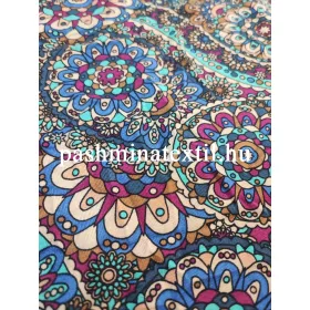 Viszkóz jersey - Kék-padlizsán színű, mandala mintás