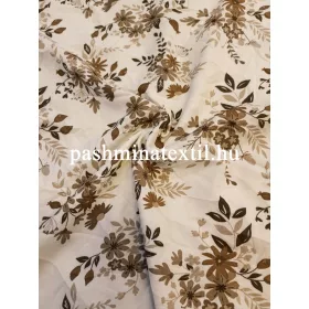 Viszkóz flokon, fehér alapon barna virág mintás