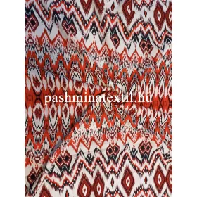 Viszkóz flokon, piros-fekete absztrakt mintás