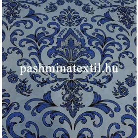 Viszkóz flokon, kék alapon kék barokk mintás