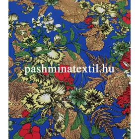 Viszkóz flokon, király kék alapon virág mintás